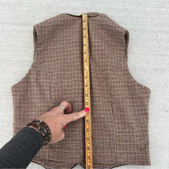Vintage 60s Douglas Make Brown Tweed Houndstooth Vest Small? - Picture 11 of 11